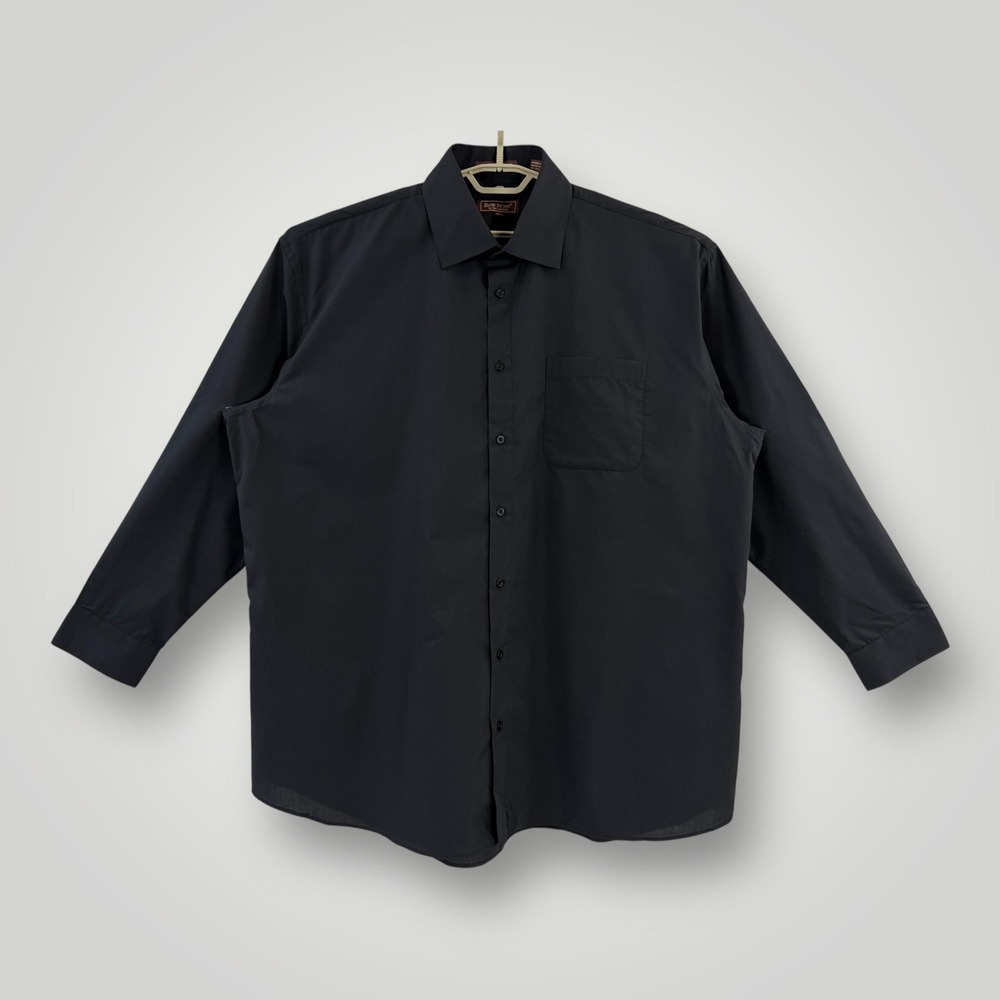 Henri Picard Dress Shirt Mens 18.5 36/37 Black Long Sleeve Big Tall Formal
